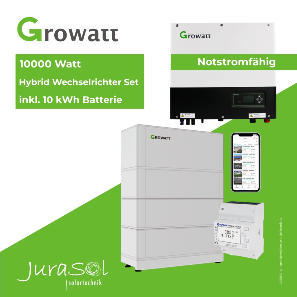 10000 Watt Hybrid Wechselrichter SET inkl. 10 kWh Batterie - Notstromfähig -